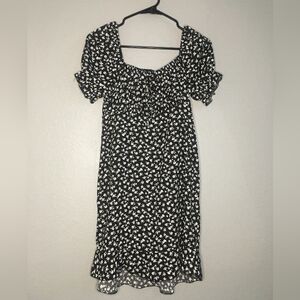 Floral Black and White Dress